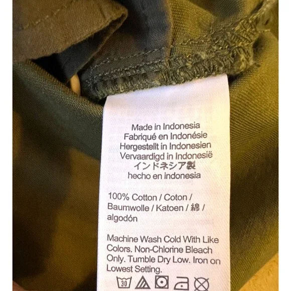 MADEWELL Mini Shirtdress Loden Olive Green 100% Cotton Button Up Boho Casual XS - Picture 8 of 9
